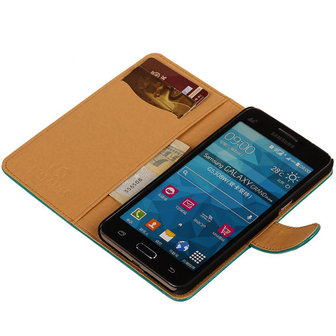 PU Leder Groen Hoesje voor Samsung Galaxy Grand Prime Stand Book/Wallet Case/Cover
