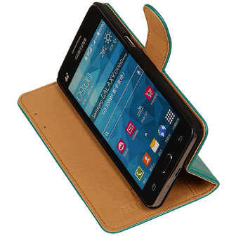 PU Leder Groen Hoesje voor Samsung Galaxy Grand Prime Stand Book/Wallet Case/Cover
