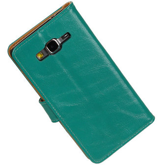 PU Leder Groen Hoesje voor Samsung Galaxy Grand Prime Stand Book/Wallet Case/Cover