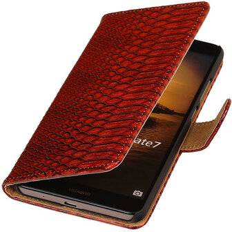 &quot;Slang&quot; Rood Microsoft Lumia 535 Bookcase Wallet Cover Hoesje 
