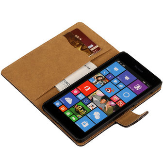 BC Slang Zwart Hoesje voor Microsoft Lumia 535 Stand Bookcase Wallet Cover