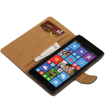 Zwart Croco Hoesje voor Microsoft Lumia 535 Book/Wallet Case/Cover