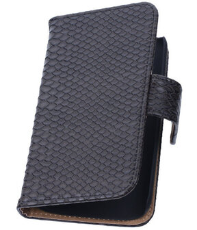 Zwart Slang Hoesje voor Samsung Galaxy Core 2 Book/Wallet Case/Cover