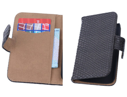 Zwart Slang Hoesje voor Samsung Galaxy Core 2 Book/Wallet Case/Cover