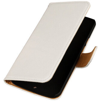PU Leder Wit Hoesje voor HTC Desire Eye Book/Wallet Case/Cover