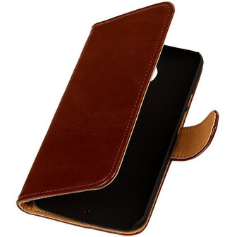PU Leder Bruin Hoesje voor HTC Desire Eye Book/Wallet Case/Cover