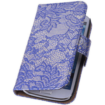 Lace Blauw Hoesje voor Samsung Galaxy Core 4G/LTE G386F Book/Wallet Case