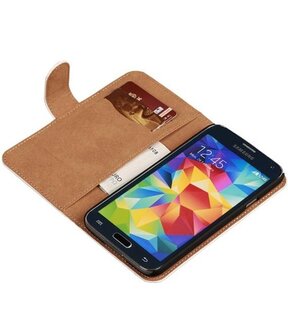 Wit Hoesje voor Samsung Galaxy S5 (Plus) Book Wallet Case