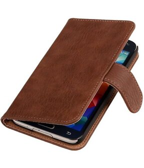 Hout Bruin Hoesje voor Samsung Galaxy S5 (Plus) Book Wallet Case