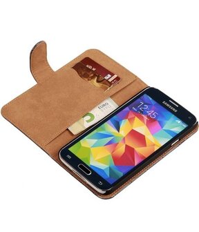 Croco Grijs Hoesje voor Samsung Galaxy S5 Mini Book/Wallet Case
