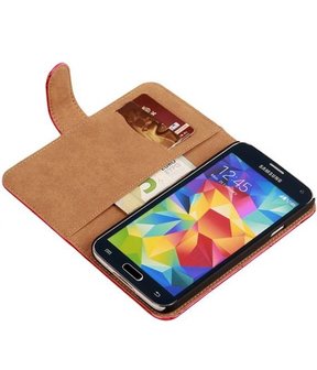 Croco Roze Hoesje voor Samsung Galaxy S5 Mini Book/Wallet Case