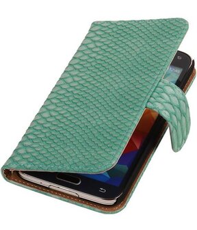 Hoesje voor Samsung Galaxy S5 mini Snake Slang Booktype Wallet Turquoise