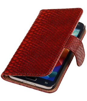 Hoesje voor Samsung Galaxy S5 mini Snake Slang Booktype Wallet Rood