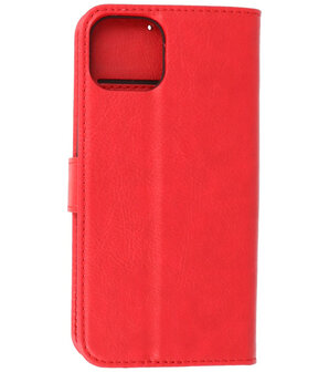 iPhone 13 Mini Hoesje - Book Case Telefoonhoesje - Kaarthouder Portemonnee Hoesje - Wallet Case - Rood