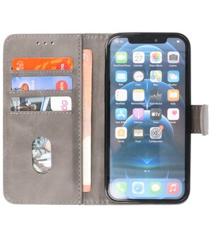 iPhone 13 Mini Hoesje - Book Case Telefoonhoesje - Kaarthouder Portemonnee Hoesje - Wallet Case - Grijs