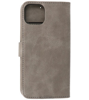 iPhone 13 Mini Hoesje - Book Case Telefoonhoesje - Kaarthouder Portemonnee Hoesje - Wallet Case - Grijs