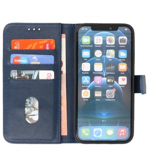 iPhone 13 Hoesje - Book Case Telefoonhoesje - Kaarthouder Portemonnee Hoesje - Wallet Case - Navy