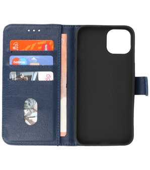 iPhone 13 Hoesje - Book Case Telefoonhoesje - Kaarthouder Portemonnee Hoesje - Wallet Case - Navy