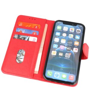 iPhone 13 Hoesje - Book Case Telefoonhoesje - Kaarthouder Portemonnee Hoesje - Wallet Case - Rood