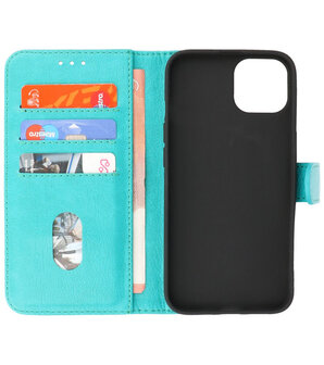 iPhone 13 Hoesje - Book Case Telefoonhoesje - Kaarthouder Portemonnee Hoesje - Wallet Case - Groen