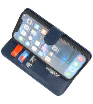 iPhone 13 Pro Hoesje - Book Case Telefoonhoesje - Kaarthouder Portemonnee Hoesje - Wallet Case - Navy