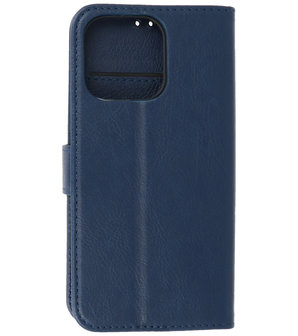 iPhone 13 Pro Hoesje - Book Case Telefoonhoesje - Kaarthouder Portemonnee Hoesje - Wallet Case - Navy