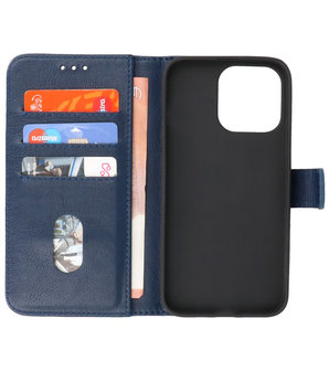 iPhone 13 Pro Hoesje - Book Case Telefoonhoesje - Kaarthouder Portemonnee Hoesje - Wallet Case - Navy