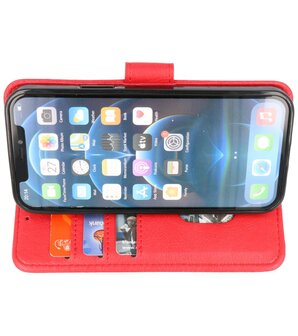 iPhone 13 Pro Hoesje - Book Case Telefoonhoesje - Kaarthouder Portemonnee Hoesje - Wallet Case - Rood