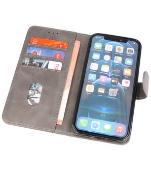 iPhone 13 Pro Hoesje - Book Case Telefoonhoesje - Kaarthouder Portemonnee Hoesje - Wallet Case - Grijs