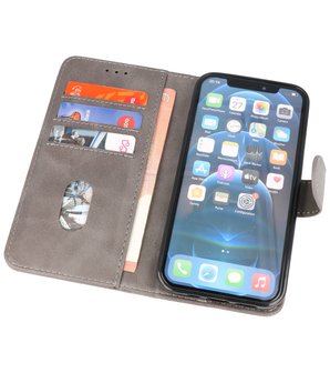 iPhone 13 Pro Max Hoesje - Book Case Telefoonhoesje - Kaarthouder Portemonnee Hoesje - Wallet Case - Grijs