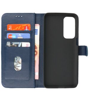 Motorola Moto Edge 20 Hoesje - Book Case Telefoonhoesje - Kaarthouder Portemonnee Hoesje - Wallet Case - Navy