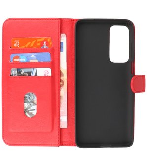 Motorola Moto Edge 20 Hoesje - Book Case Telefoonhoesje - Kaarthouder Portemonnee Hoesje - Wallet Case - Rood