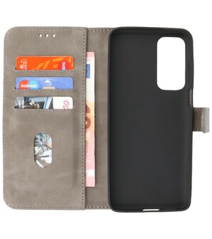 Motorola Moto Edge 20 Hoesje - Book Case Telefoonhoesje - Kaarthouder Portemonnee Hoesje - Wallet Case - Grijs