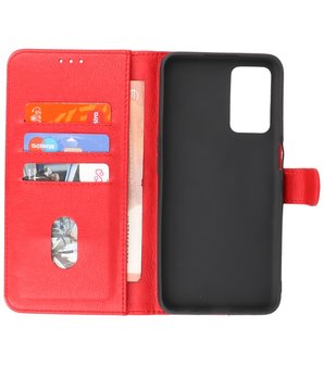 Oppo A74 5G Hoesje Book Case Telefoonhoesje Kaarthouder Portemonnee Hoesje - Rood