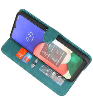 Samsung Galaxy A22 4G Hoesje Portemonnee Book Case - Donker Groen