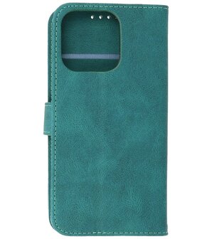 iPhone 13 Pro Hoesje Portemonnee Book Case - Donker Groen