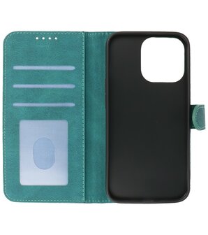 iPhone 13 Pro Hoesje Portemonnee Book Case - Donker Groen