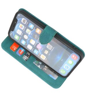 iPhone 13 Pro Hoesje Portemonnee Book Case - Donker Groen