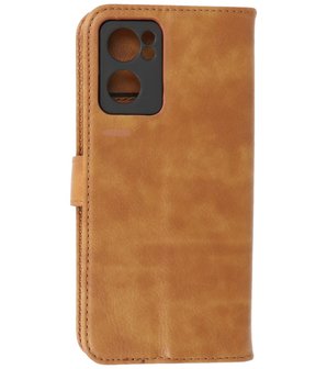 Booktype Hoesje Wallet Case Telefoonhoesje voor Oppo Reno 7 5G - Bruin