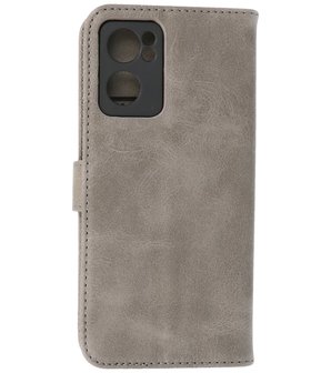 Booktype Hoesje Wallet Case Telefoonhoesje voor Oppo Reno 7 5G - Grijs