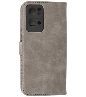 Booktype Hoesje Wallet Case Telefoonhoesje voor Oppo Reno 7 Pro 5G - Grijs