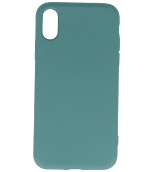 2.0mm Dikke Fashion Telefoonhoesje - Siliconen Hoesje voor iPhone Xs &amp; iPhone X - Donker Groen