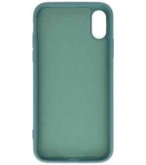 2.0mm Dikke Fashion Telefoonhoesje - Siliconen Hoesje voor iPhone Xs &amp; iPhone X - Donker Groen