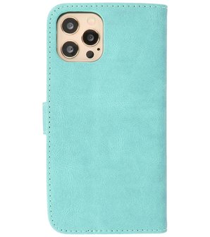 Portemonnee Book Case Hoesje voor iPhone 12 &amp; iPhone 12 Pro - Turquoise