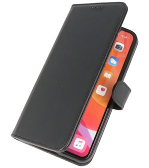 Echt Lederen Hoesje Wallet Case Telefoonhoesje voor iPhone XR - Zwart