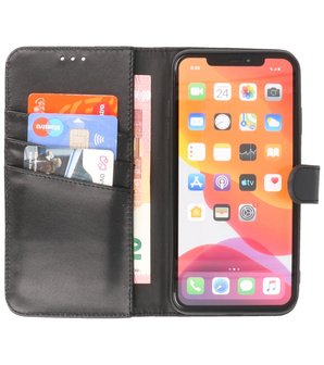 Echt Lederen Hoesje Wallet Case Telefoonhoesje voor iPhone XR - Zwart