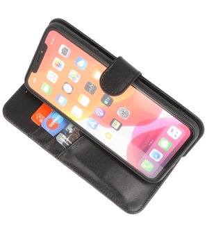 Echt Lederen Hoesje Wallet Case Telefoonhoesje voor iPhone XR - Zwart