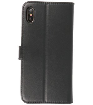 Echt Lederen Hoesje Wallet Case Telefoonhoesje voor iPhone Xs Max - Zwart