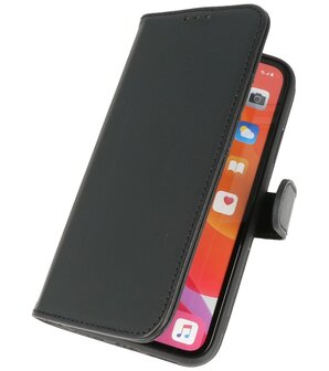 Echt Lederen Hoesje Wallet Case Telefoonhoesje voor iPhone 11 - Zwart