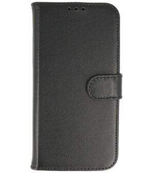 Echt Lederen Hoesje Wallet Case Telefoonhoesje voor iPhone 11 - Zwart